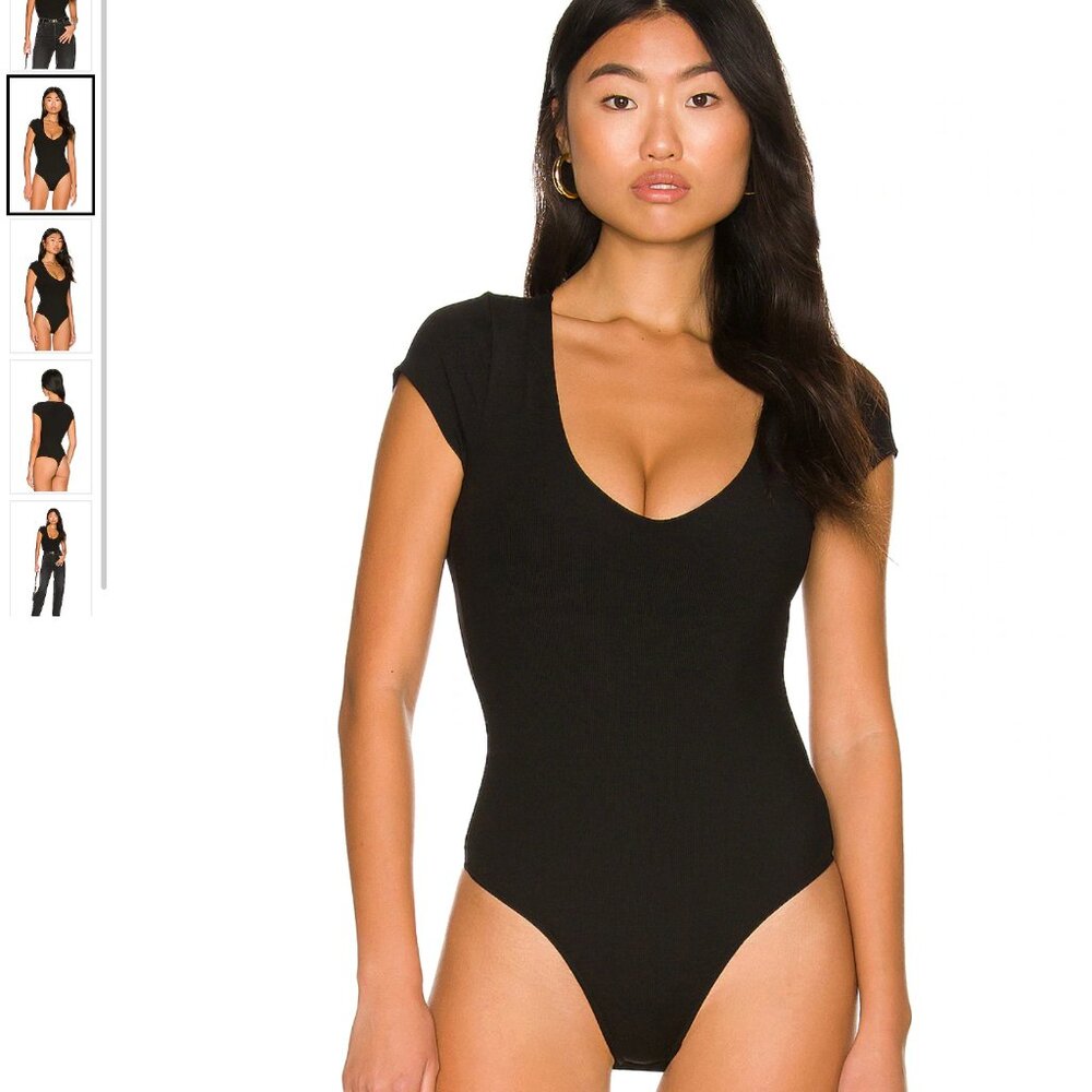 Free People Black Bodysuit ("Ready Or Not" Style), Size Large, NWT